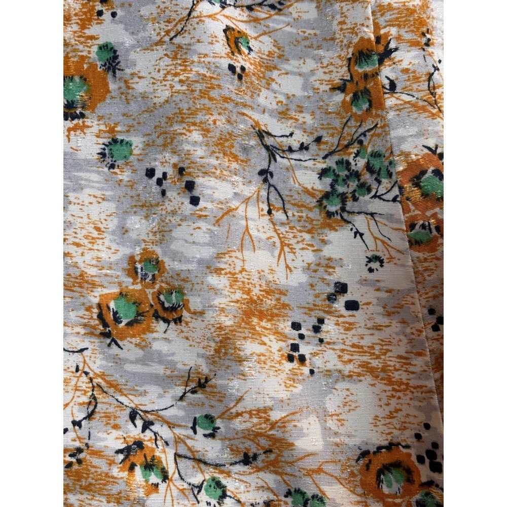 Unbranded Vintage 50s Fit & Flare Silk Dress Womens Small Orange Floral Pleated - Picture 3 of 7